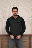 Woolen World Polo Yaka Cepli Armürlü Yünlü Erkek Triko Kazak - 5