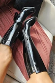 036 9156 Topukla Kadın Deri Fermuarlı Kalın Topuklu Çizme - 6