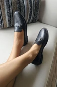 06T 102 Topukla Kadın Toka Detaylı Loafer Deri Babet - 7