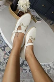 06T 103 Topukla Kadın Toka Detaylı Loafer Deri Babet - 10