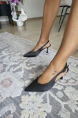 10 44 Topukla Kadın Arkası Açık Kadeh Topuklu Stiletto Abiye Ayakkabı - 5