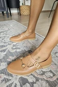 06T 103 Topukla Kadın Toka Detaylı Loafer Deri Babet - 6