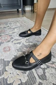 06T 103 Topukla Kadın Toka Detaylı Loafer Deri Babet - 5