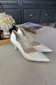 10 80 Topukla Kadın Beyaz Sedef 8cm Topuklu Stiletto - 5