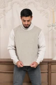 Woolen World Balıkçı Yaka Desenli Yünlü Erkek Triko Kazak - 2
