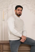 Woolen World Balıkçı Yaka Desenli Yünlü Erkek Triko Kazak - 3