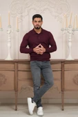 Woolen World Polo Yaka Slimfit Desenli Yünlü Erkek Triko Kazak - 12