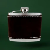 Perlotus 5 Oz 150 cc Koyu Kahverengi  El Yapımı Crazy Deri Kılıflı Çelik Viski Cep Matarası - 7