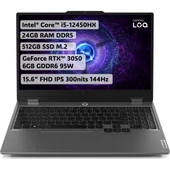 LOQ Intel Core i5 12450HX 24GB 512GB SSD RTX3050 Freedos 15.6" FHD Taşınabilir Bilgisayar 83GS0099TR - 1