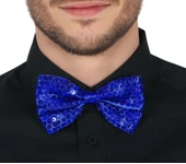 Gece Işıltısı Mavi Payetli Pullu Papyon 7x2 Cm thumbnail 1