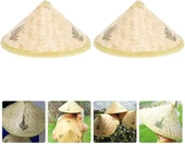Naturel Renk Cambodia Kamboçyalı Vietnam Şapkası Pvc Hasır - 5