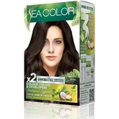 SEA COLOR Amonyaksız, Vegan, Doğal, Besleyici Kalıcı Saç Boyası%100 Beyaz Kapama 1 PAKET 2 x 50 ml Boya & OKSİDAN Kahve 4.0 - 1
