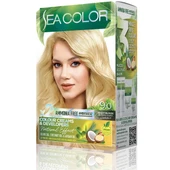 SEA COLOR Amonyaksız, Vegan, Doğal, Besleyici Kalıcı Saç Boyası%100 Beyaz Kapama 1 PAKET 2 x 50 ml Boya & OKSİDAN Buğday Sarısı 9 0 - 1