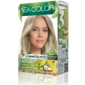 SEA COLOR Amonyaksız, Vegan, Doğal, Besleyici Kalıcı Saç Boyası%100 Beyaz Kapama 1 PAKET 2 x 50 ml Boya & OKSİDAN Platin Sarısı 0,1 - 1