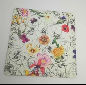Çanta Aksesuar 20 Cm  Çiçek Desenli Kare Plaka, Taban - 1
