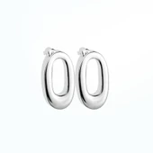 925 Ayar Altın Mikron Kaplama Oval Halka Küpe - E00280 - 5