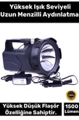 Premium 2 Modlu 1500 Lümen 500 Metre Menzilli Şarjlı Askılı Profesyonel 30 W Gücünde Avcı Feneri - 1