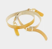 Çanta Aksesuar Gerçek Deri Ayarlı Uzun Sap 2X130 Hardal Light Gold Metalli thumbnail 2