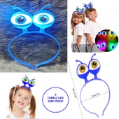 Nessiworld Led Işıklı & Pilli 3 Farklı Modda Yanan Uzaylı Göz Parti Tacı Mavi Renk 18x12 cm - 1