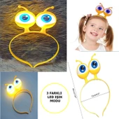 Nessiworld Led Işıklı & Pilli 3 Farklı Modda Yanan Uzaylı Göz Parti Tacı Sarı Renk 18x12 cm - 1