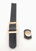 Çanta Aksesuar 18x2 cm Siyah Renk Gerçek Deri Tokalı Çanta Kapağı Light Gold Metalli thumbnail 2