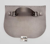 Çanta Aksesuar Tek Kat Suni Deri Tutma Saplı Parlak Gri 24x19 Cm Kapak Gümüş Metalli thumbnail 1