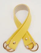 Çanta Aksesuar Suni Deri 38x2.5 cm Sarı Renk Çift Çanta Sapı Light Gold Metalli thumbnail 1