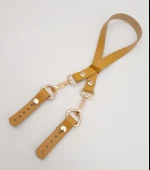 Çanta Aksesuar Hardal Renk 60x1.5 cm Gerçek Deri Çanta Sapı Light Gold Metalli - 2