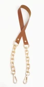 Çanta Aksesuar Taba Tek Kat Suni Deri Zincirli Kancalı Tek Sap Light Gold Metalli thumbnail 2