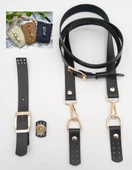 Çanta Aksesuar Siyah Tek Kat Suni Deri Çanta Seti Light Gold Metalli thumbnail 1