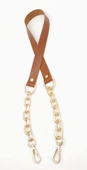 Çanta Aksesuar Taba Tek Kat Suni Deri Zincirli Kancalı Tek Sap Light Gold Metalli thumbnail 3