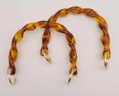 Çanta Aksesuar 13 cm Burgu Model Kehribar Renk Yaylı Halkalı Akrilik Çanta Sapı - 1