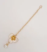 Çanta Aksesuar Light Gold Hardal Renk Çiçekli Sarkaç Süs - 2