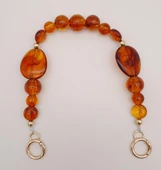 Çanta Aksesuar 38 cm Yaylı Halkalı Kehribar İncili Akrilik Zincir Light Gold Metalli - 1