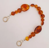 Çanta Aksesuar 38 cm Yaylı Halkalı Kehribar İncili Akrilik Zincir Light Gold Metalli - 2