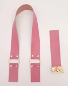 Çanta Aksesuar 70x4 cm Suni Deri Çanta Saplı Kapaklı Fuşya Çanta Seti Light Gold Metalli thumbnail 3