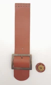 Çanta Aksesuar 25x5 cm Taba Renk Gerçek Deri Düz Çanta Kapağı Antik Metalli thumbnail 1