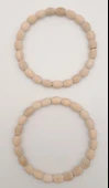 Çanta Aksesuar 12 cm Oval Ahşap Boncuklu Bilezik Model Ham Ahşap Çift Sap - 3