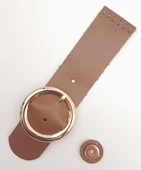 Çanta Aksesuar 23x5 cm Sütlü Kahve Renk Gerçek Deri Düz Çanta Kapağı Light Gold Metalli - 3
