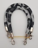 Çanta Aksesuar Çift Kısa Kordon Çanta Sapı Gri Siyah Leopar Gümüş Metalli - 2