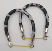 Çanta Aksesuar Çift Kısa Kordon Çanta Sapı Gri Siyah Leopar Gümüş Metalli - 1