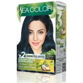 SEA COLOR Amonyaksız, Vegan, Doğal, Besleyici Kalıcı Saç Boyası%100 Beyaz Kapama 1 PAKET 2 x 50 ml Boya OKSİDAN Mavi Siyah 1,1 - 1