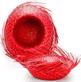 Nessiworld Tropikal Parti Kırmızı Hasır Hawaii Şapkası 13x36 cm thumbnail 3