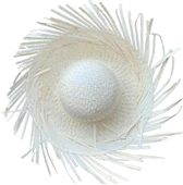 Tropikal Parti Beyaz Hasır Hawaii Şapkası 13x36 Cm - 1