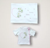 Baharın Çiçekli Kalbi Nakışlı %100 Cotton Antibakteriyel 10lu Zıbın Takımı Hastane Çıkışı Pembe - 5