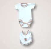 Erguvan Taç Nakışlı %100 Cotton Antibakteriyel Kız Bebek 10lu Zıbın Takımı Hastane Çıkışı Turuncu - 6