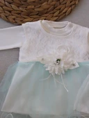 Tül Etekli Kurdelalı Taş Detaylı Kız Bebek Hediyelik, Mevlütlük, Kınalık 3lü Takım Turkuaz thumbnail 5