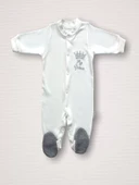 Süper Prens Nakışlı %100 Cotton Antibakteriyel 10lu Zıbın Takımı Hastane Çıkışı Gri - 7