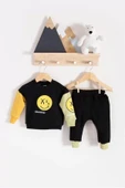 Erkek Bebek Emoji Baskılı Takım % 100 Pamuk thumbnail 3