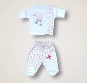 Kıvırcık Kuzu Nakışlı %100 Cotton Antibakteriyel 10lu Zıbın Takımı Hastane Çıkışı Ekru - 12